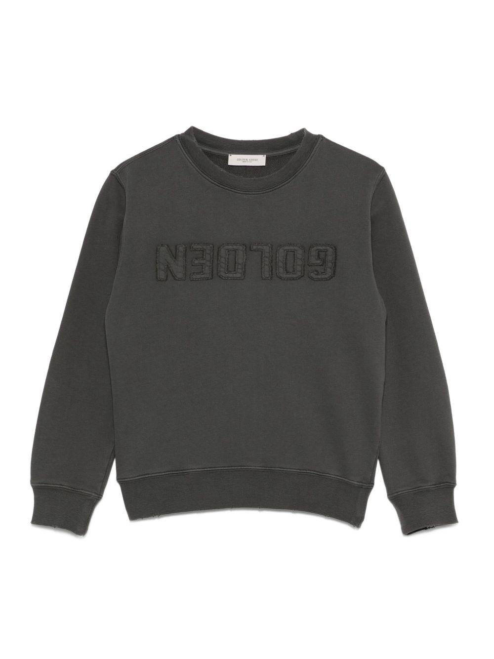 Felpa per bambino Golden Goose Kids grigia con logo in rilievo - Rubino Kids