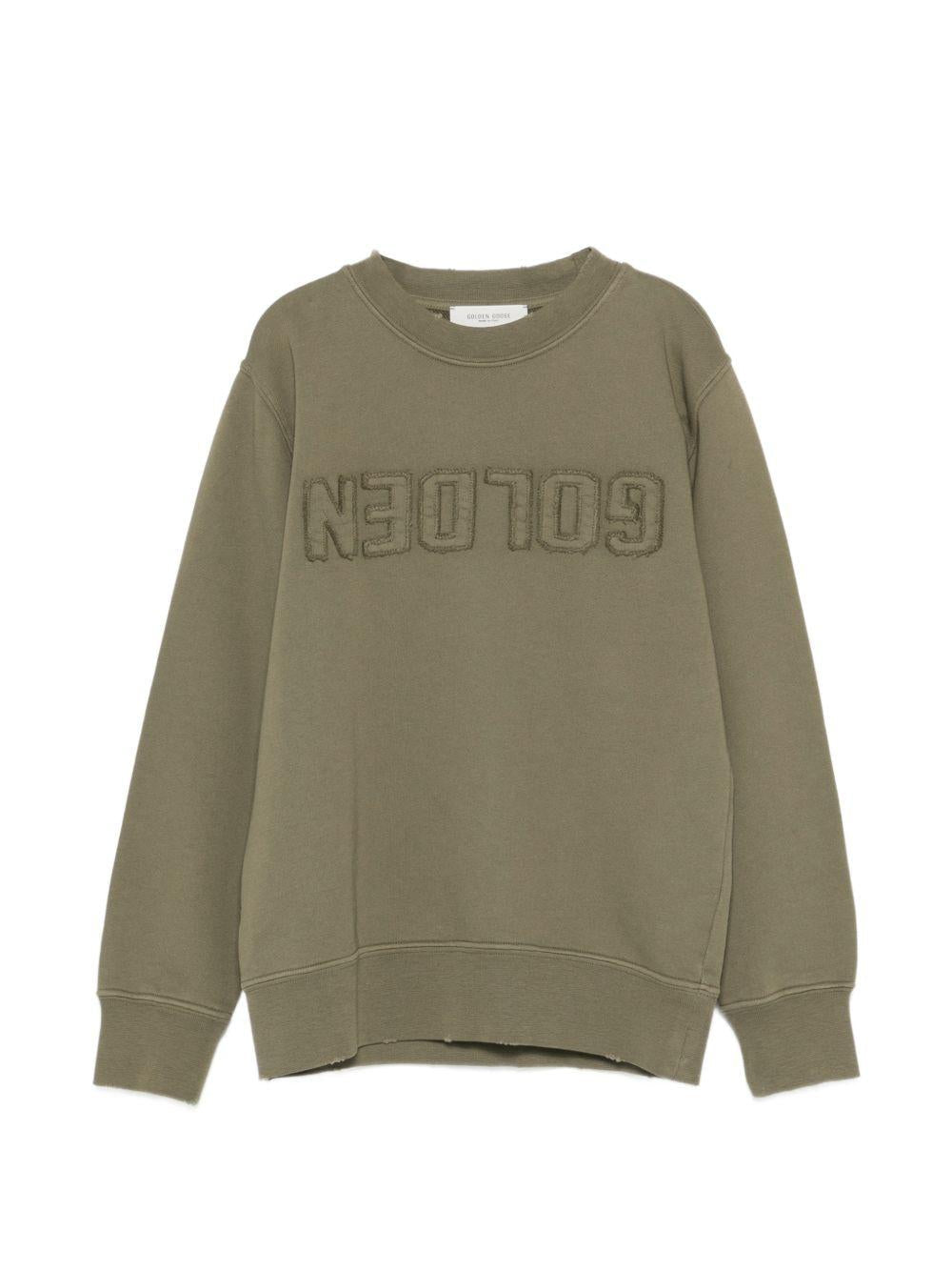 Felpa per bambino Golden Goose Kids verde con logo sul davanti - Rubino Kids