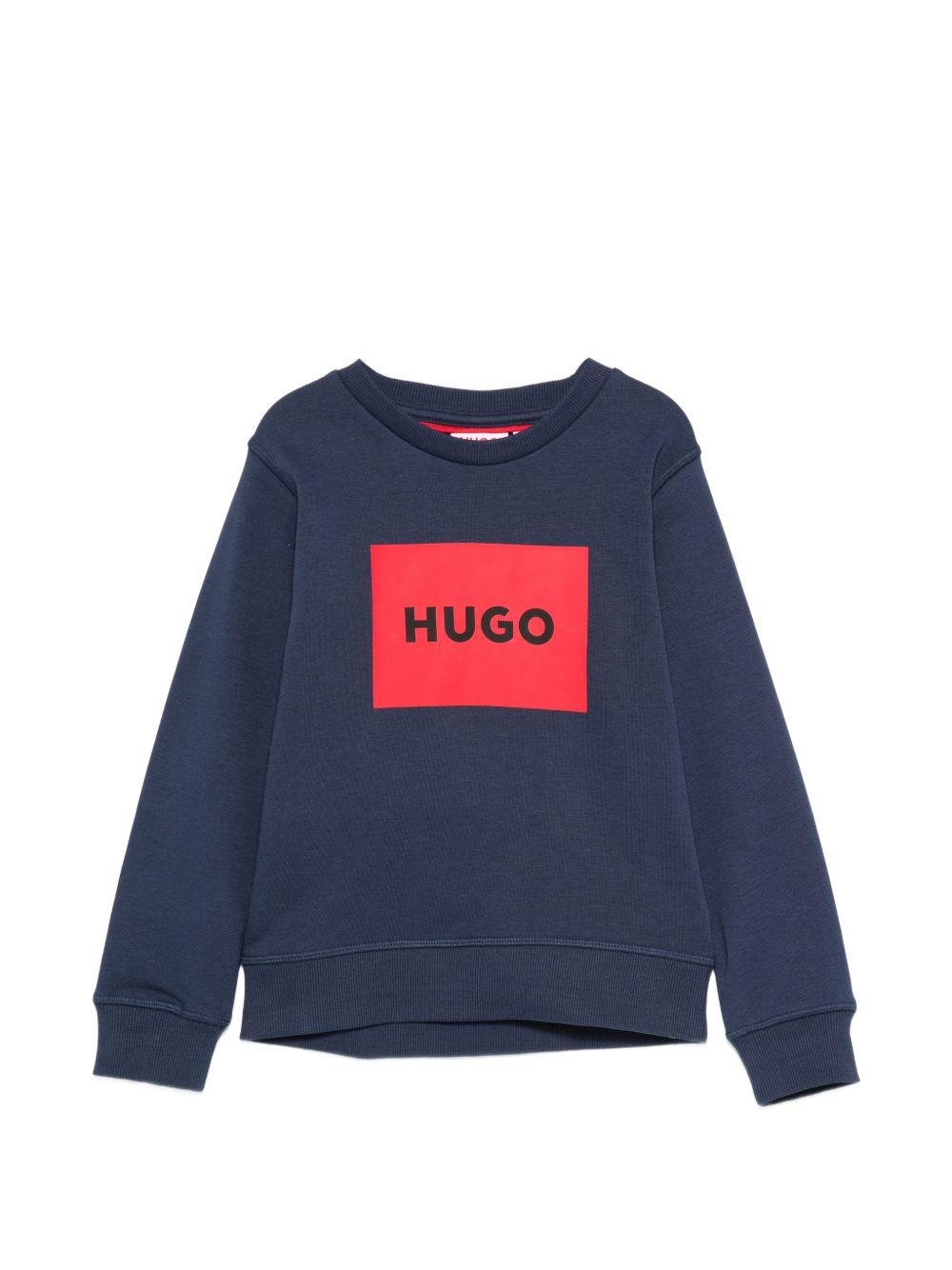 Felpa per bambino Hugo Boss blu navy con stampa logo - Rubino Kids