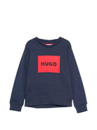 Felpa per bambino Hugo Boss blu navy con stampa logo - Rubino Kids