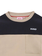 Felpa per bambino Hugo Kids beige con design color - block - Rubino Kids