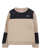 Felpa per bambino Hugo Kids beige con design color - block - Rubino Kids