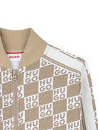 Felpa per bambino Hugo Kids beige con stampa logo all - over - Rubino Kids