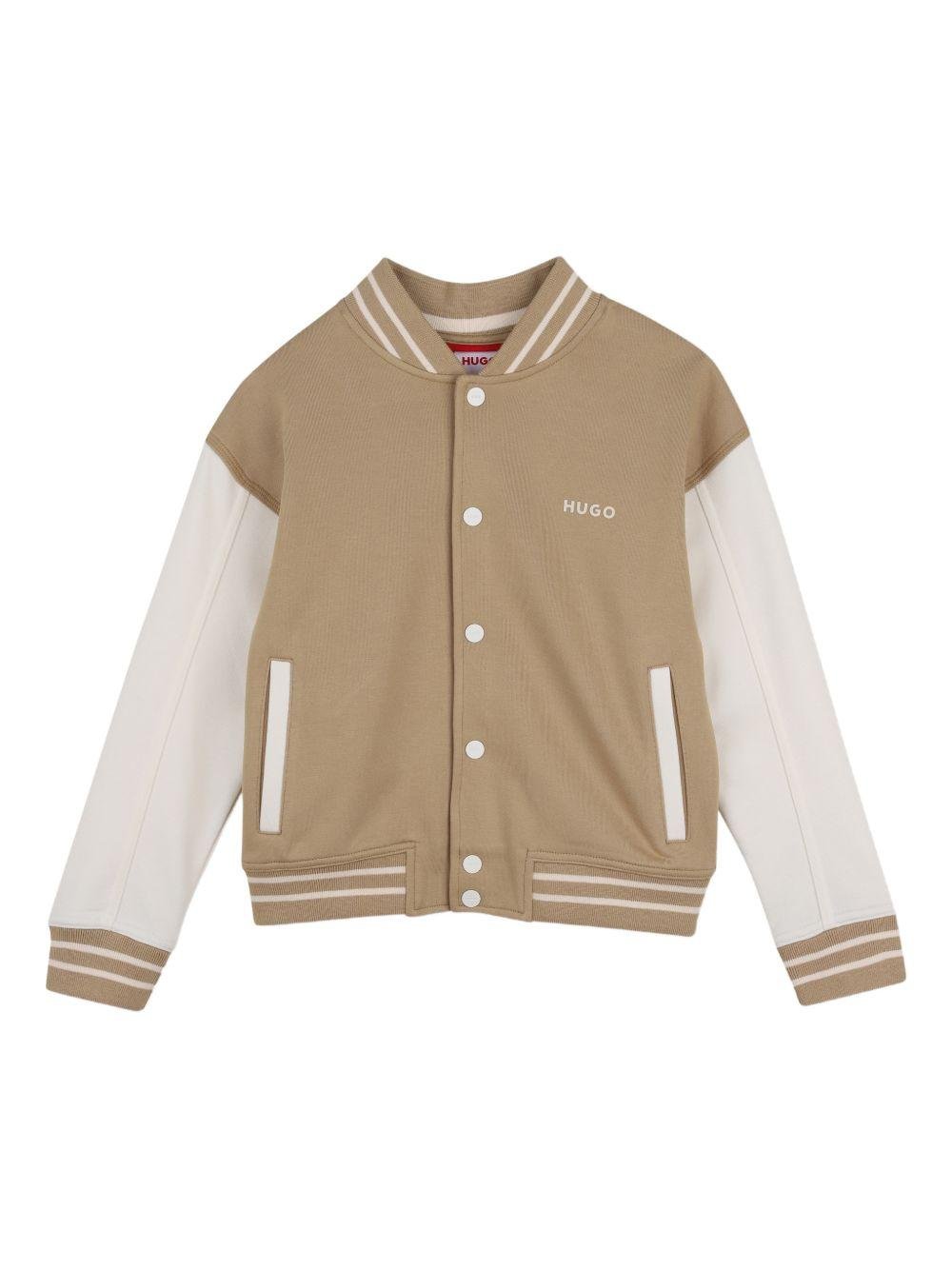 Felpa per bambino Hugo Kids marrone con inserti bianchi - Rubino Kids