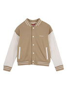 Felpa per bambino Hugo Kids marrone con inserti bianchi - Rubino Kids