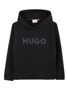 Felpa per bambino Hugo Kids nera con cappuccio e logo - Rubino Kids