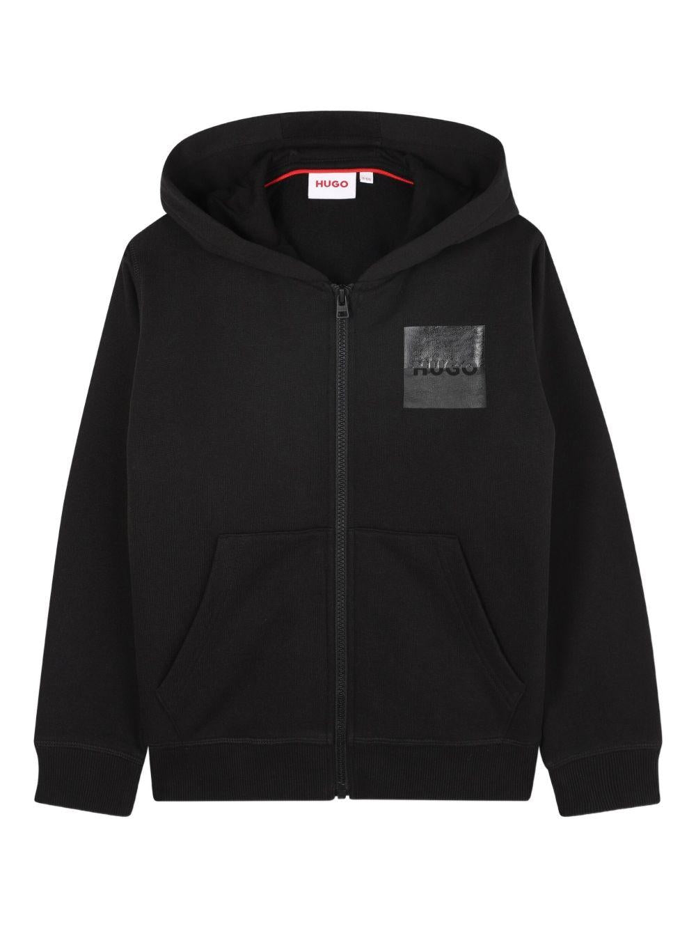 Felpa per bambino Hugo Kids nera con chiusura con zip - Rubino Kids