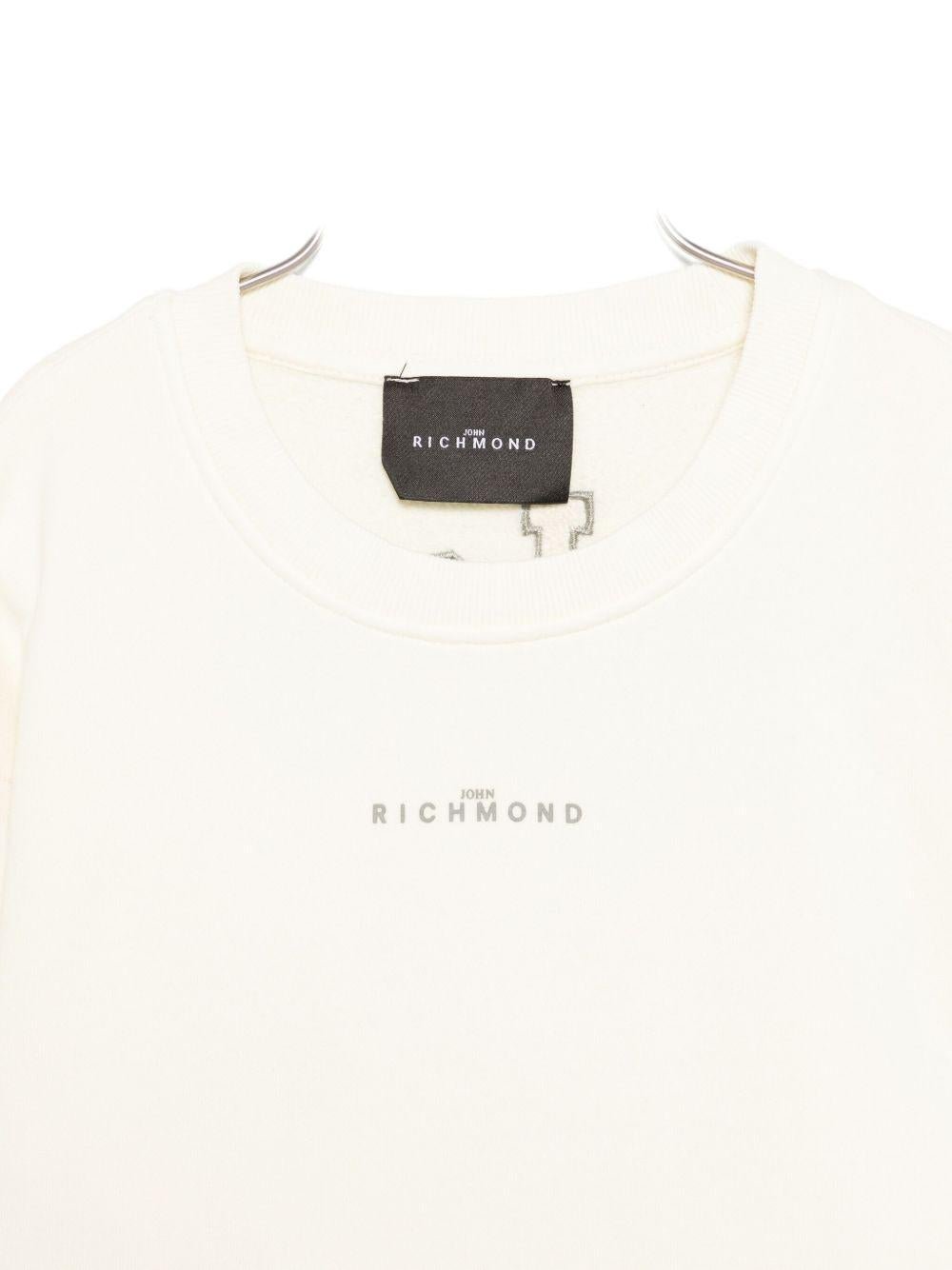 Felpa per bambino John Richmond Junior bianca con stampa logo - Rubino Kids