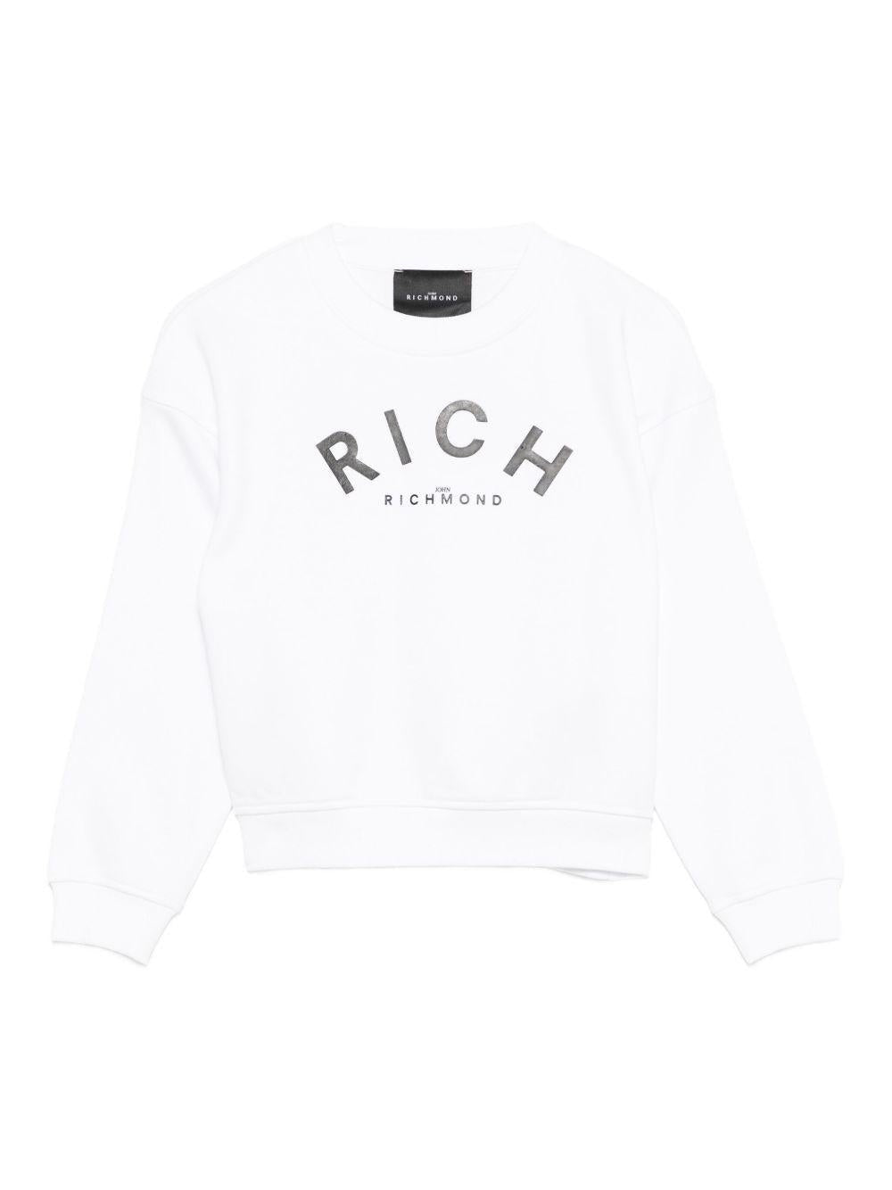 Felpa per bambino John Richmond Junior bianco con logo - Rubino Kids