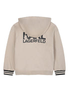 Felpa per bambino Karl Lagerfeld Kids beige con cappuccio e logo - Rubino Kids