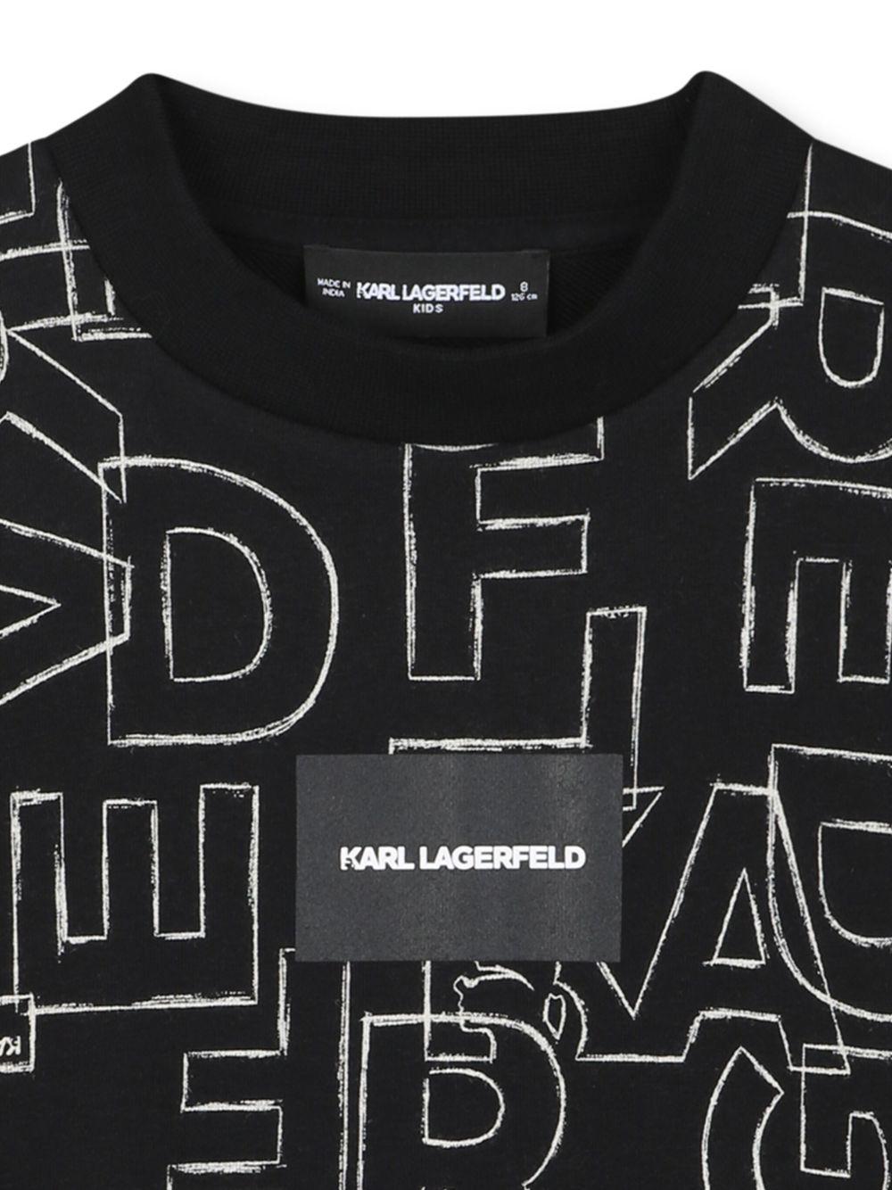 Felpa per bambino Karl Lagerfeld Kids nera con stampa con logo all - over - Rubino Kids