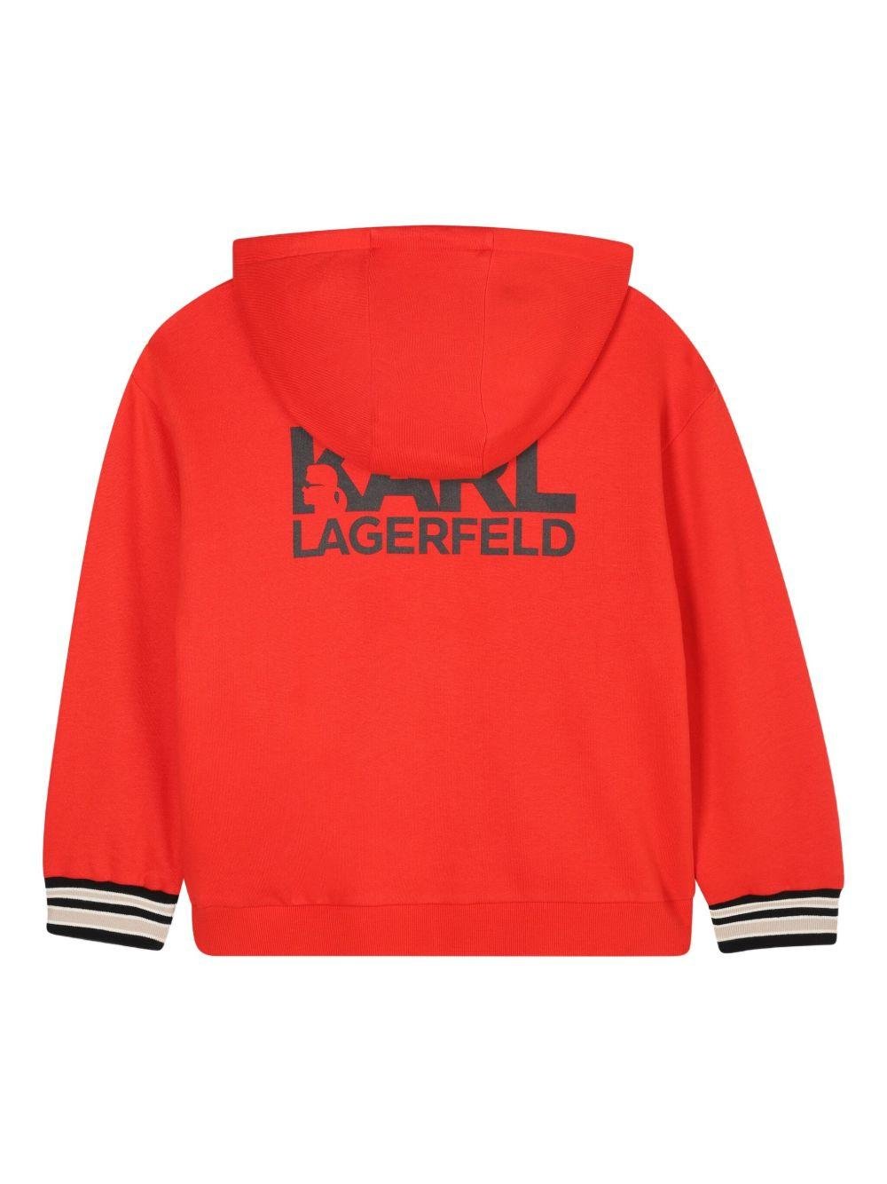 Felpa per bambino Karl Lagerfeld Kids rossa con cappuccio e logo - Rubino Kids