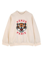Felpa per bambino Kenzo Kids beige con dettaglio logo sul davanti - Rubino Kids