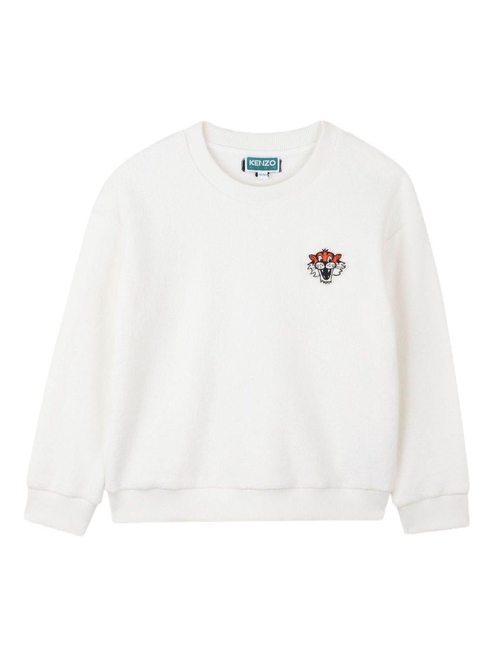 Felpa per bambino Kenzo Kids bianca con ricamo Tiger Head - Rubino Kids