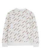 Felpa per bambino Kenzo Kids bianca con stampa logo all - over - Rubino Kids