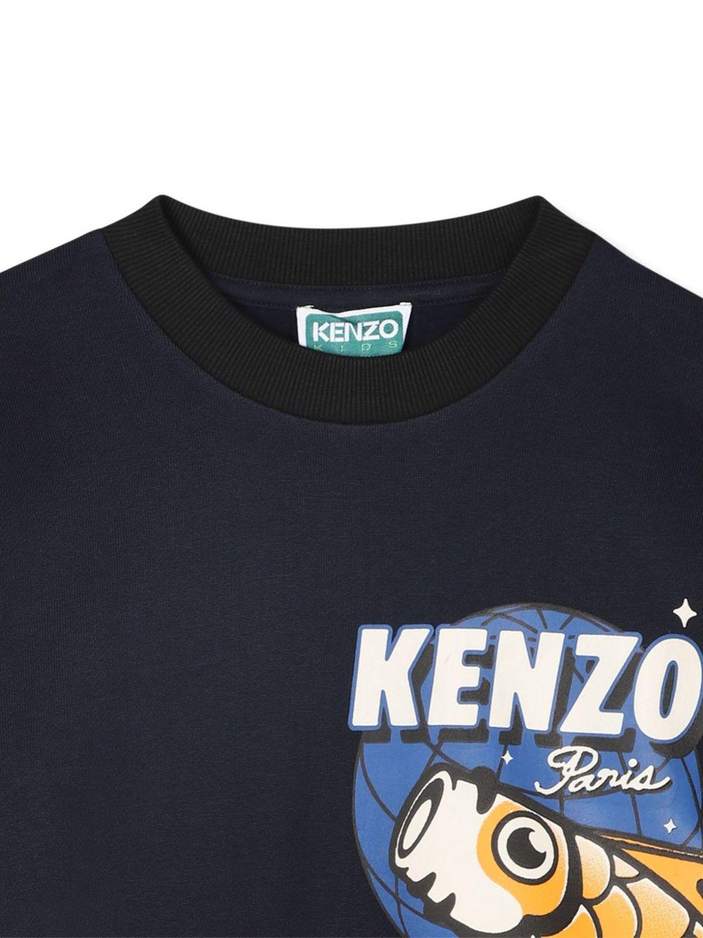 Felpa per bambino Kenzo Kids blu con motivo pesce - Rubino Kids