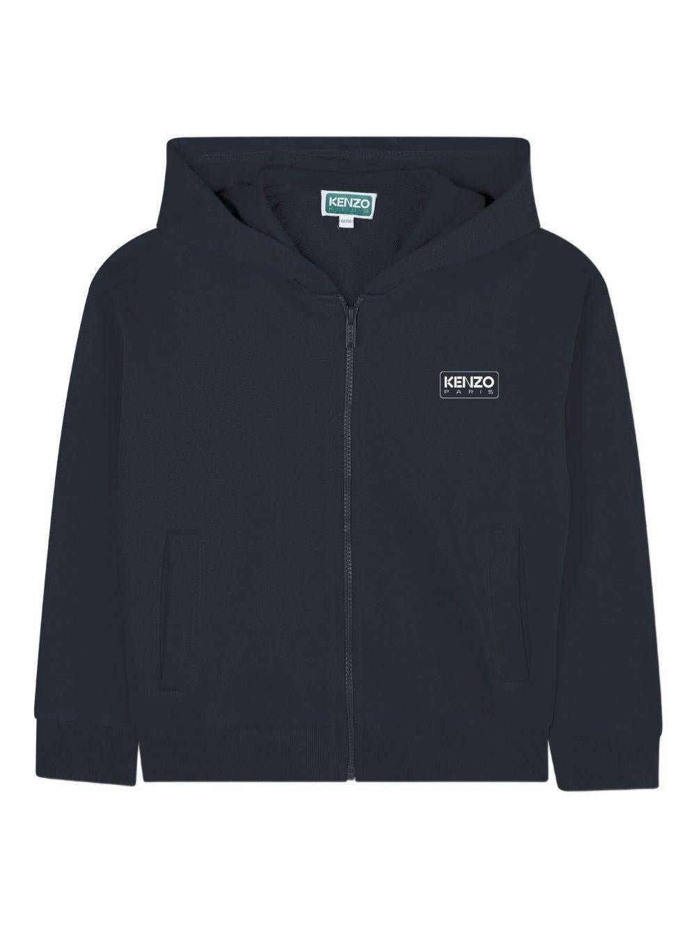 Felpa per bambino Kenzo Kids blu con stampa con logo frontale - Rubino Kids