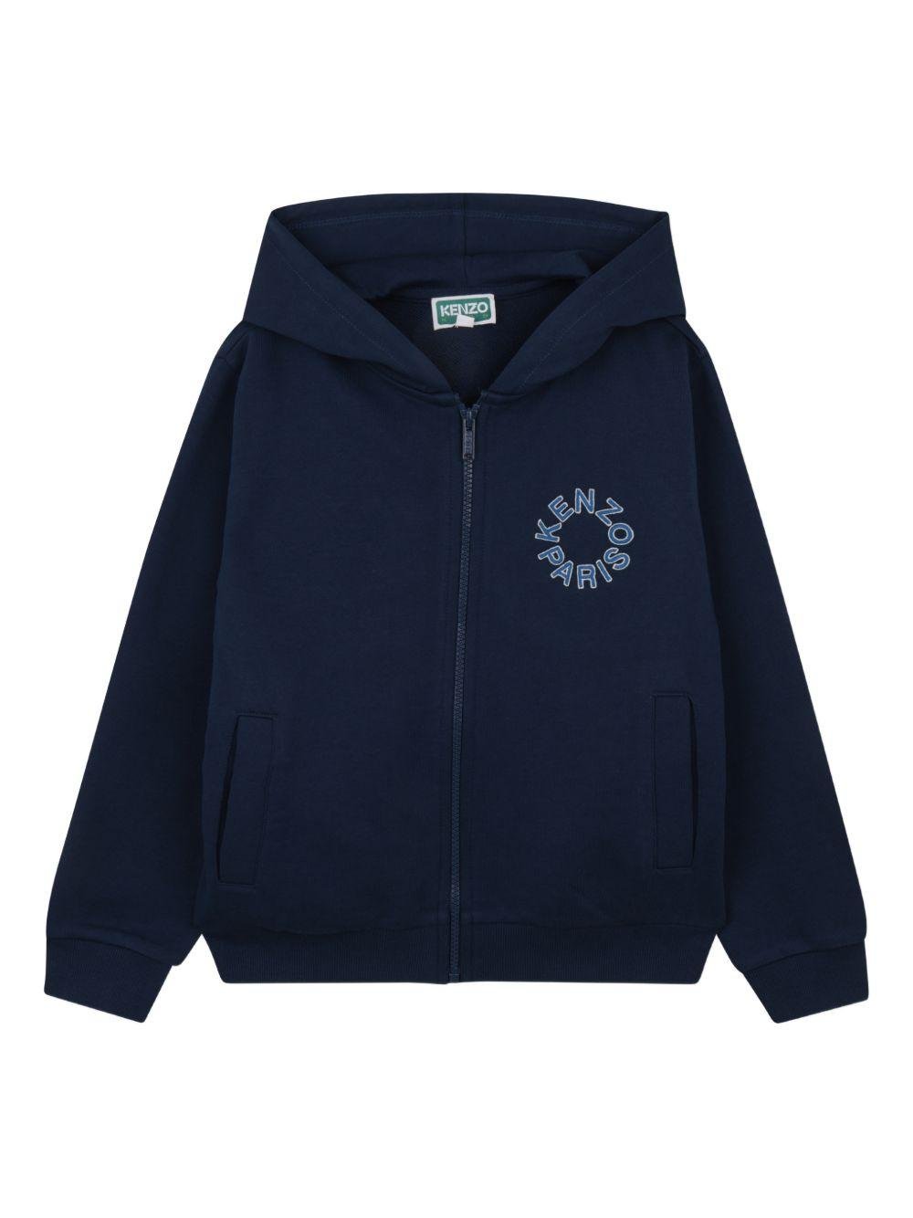 Felpa per bambino Kenzo Kids blu con stampa logo sul petto - Rubino Kids
