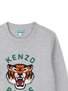 Felpa per bambino Kenzo Kids grigia con ricamo Tiger - Rubino Kids