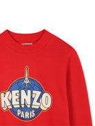 Felpa per bambino Kenzo Kids rossa con stampa con logo frontale - Rubino Kids