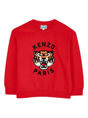 Kenzo Kids red sweatshirt with tiger embroidery