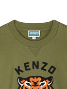 Felpa per bambino Kenzo Kids verde con motivo con ricamo - Rubino Kids
