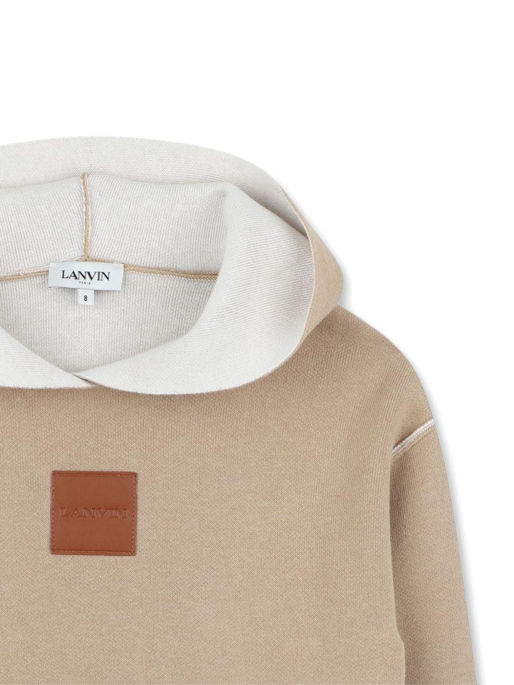 Felpa per bambino Lanvin Enfant beige con logo a lettere sul retro - Rubino Kids