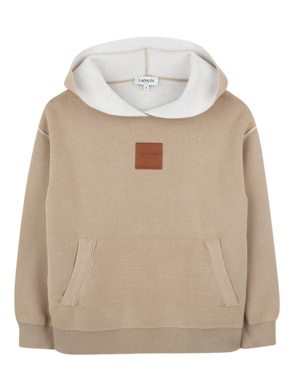 Felpa per bambino Lanvin Enfant beige con logo a lettere sul retro - Rubino Kids