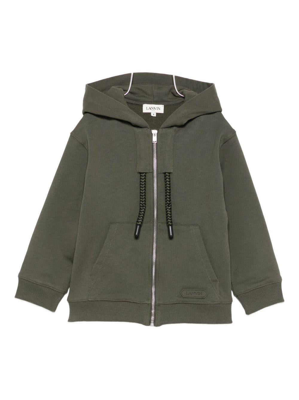 Felpa per bambino Lanvin Enfant verde con logo ricamato - Rubino Kids