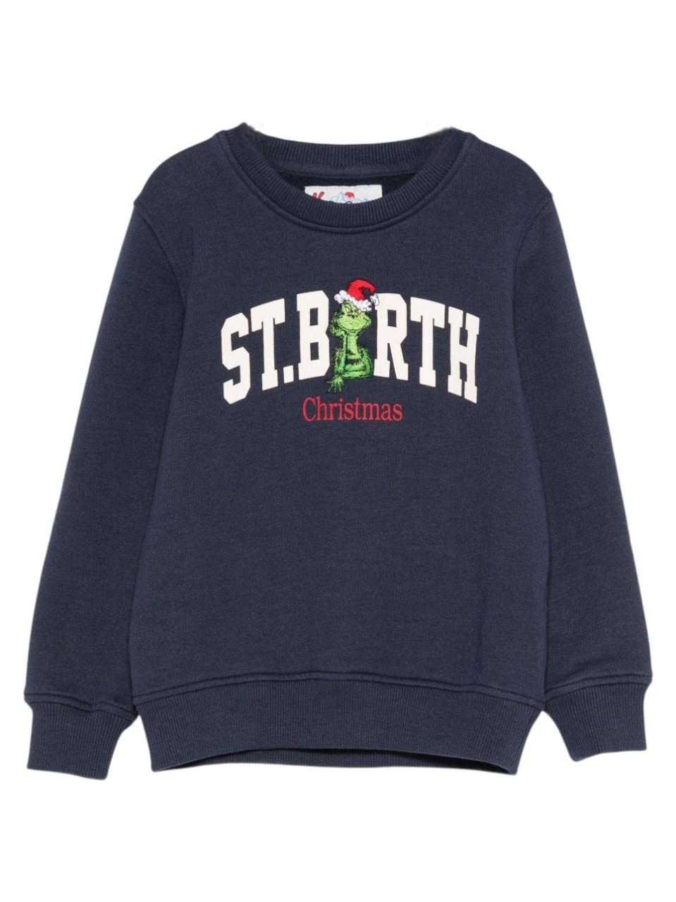 Felpa per bambino MC2 Saint Barth Kids blu con stampa grafica Il Grinch - Rubino Kids