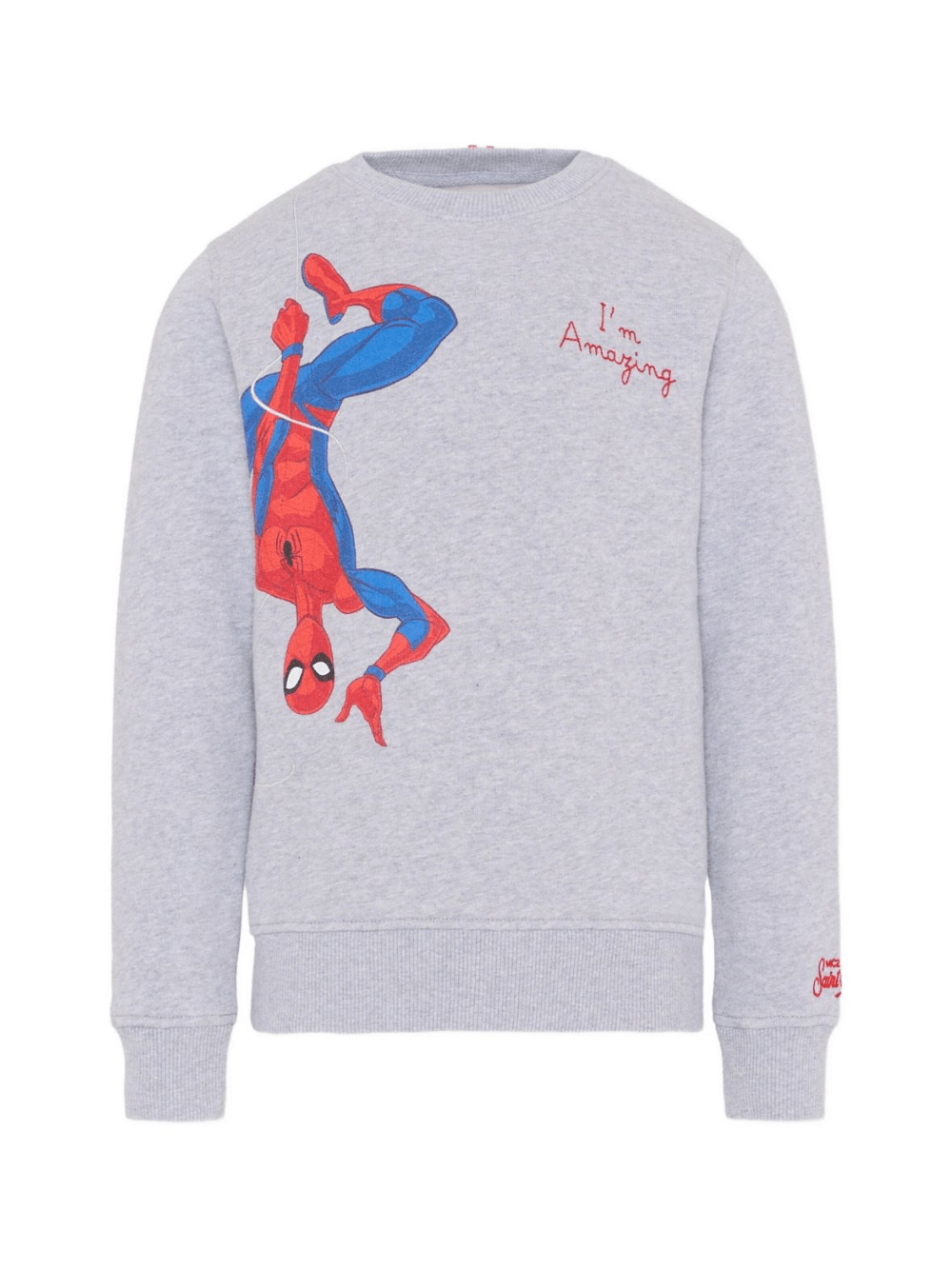Felpa per bambino MC2 Saint Barth Kids x Marvel grigio con stampa Spiderman - Rubino Kids