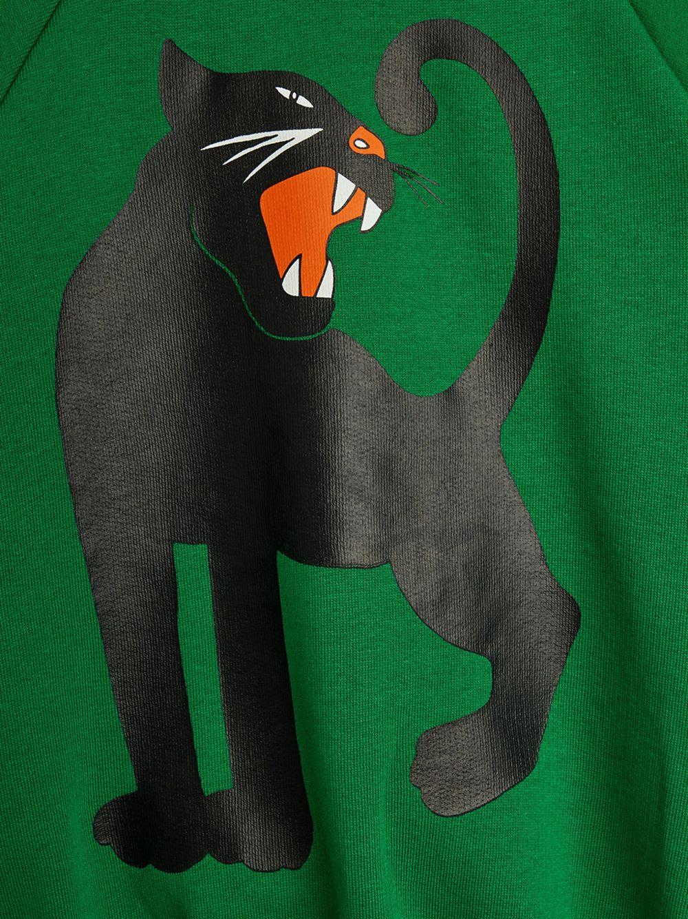 Felpa per bambino Mini Rodini verde con stampa grafica pantera - Rubino Kids