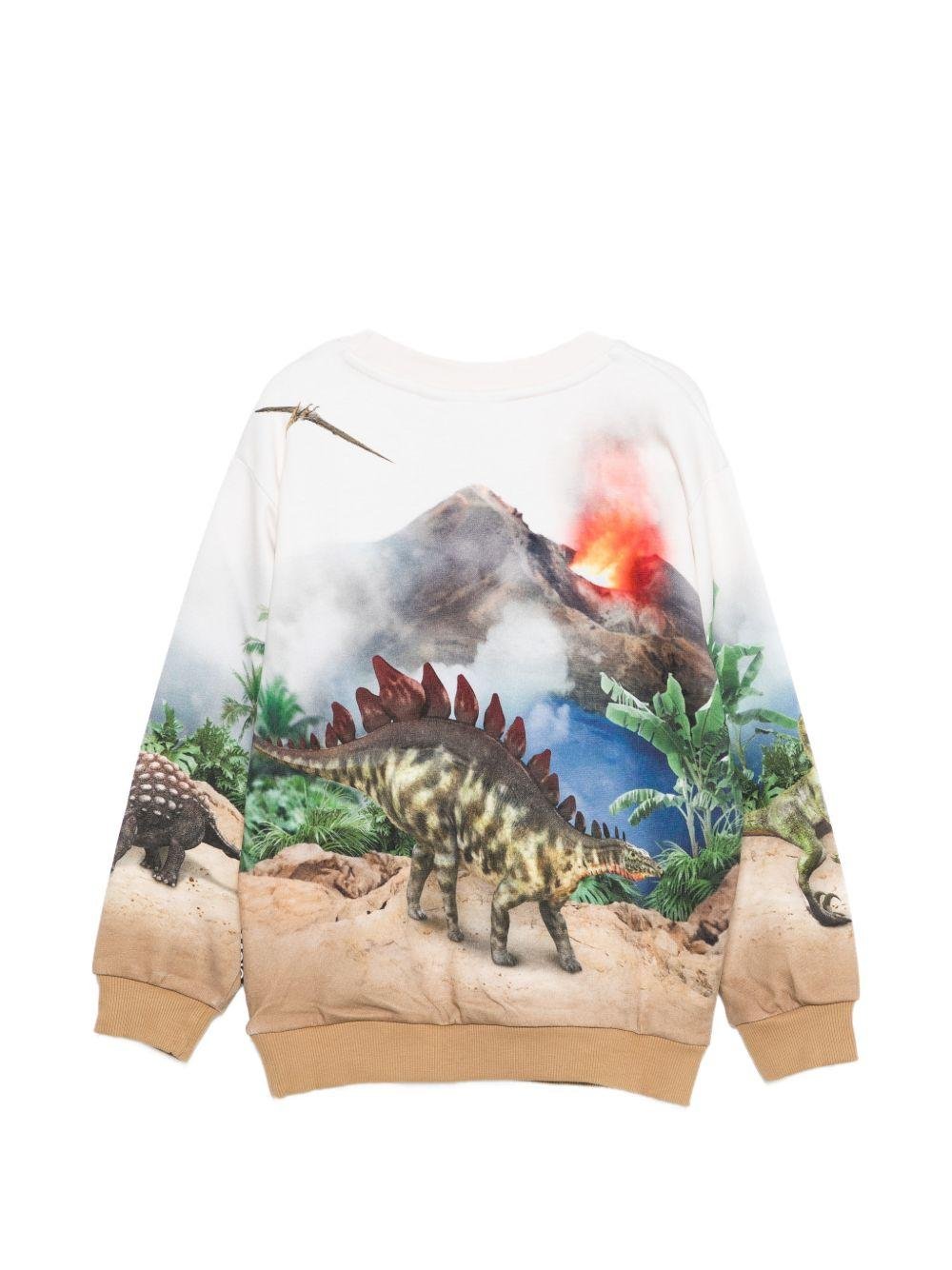 Felpa per bambino Molo bianca con stampa grafica dinosauri - Rubino Kids