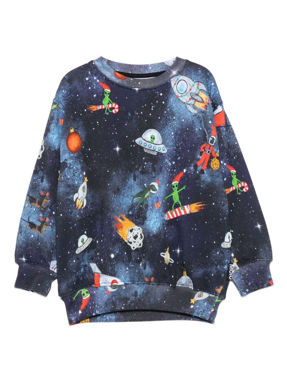 Felpa per bambino Molo blu con stampa spaziale - Rubino Kids
