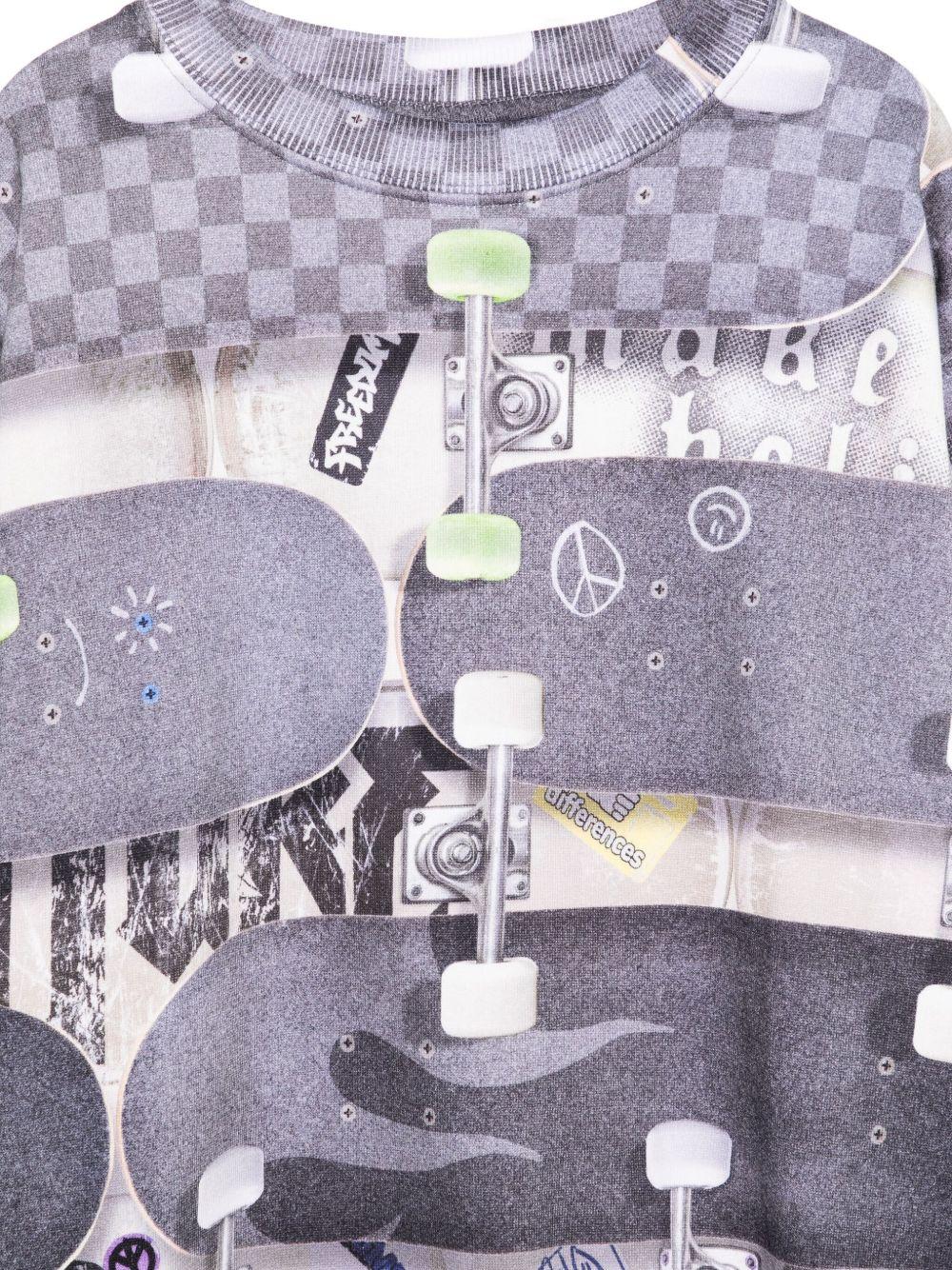 Felpa per bambino Molo grigio con stampa skateboard - Rubino Kids