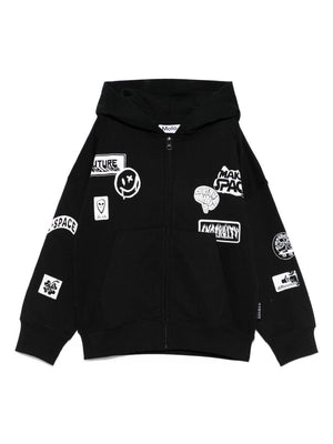 Molo black zip-up hoodie for boys with patch details