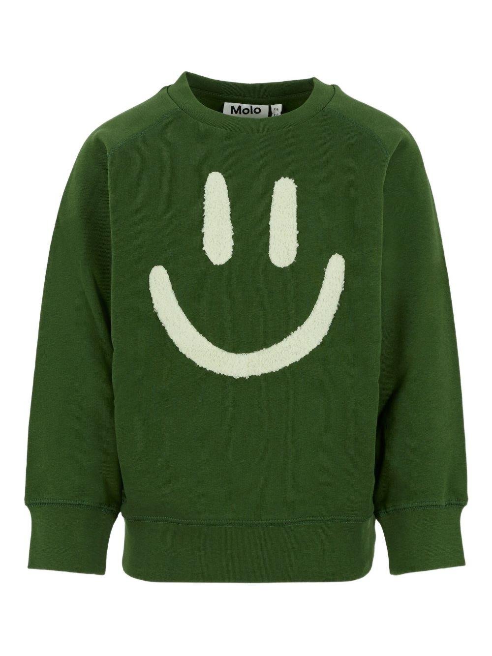 Felpa per bambino Molo verde con stampa smiley - Rubino Kids