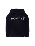 Felpa per bambino Moncler Enfant nera con cappuccio e logo ricamato - Rubino Kids