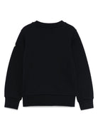 Felpa per bambino Moncler Enfant nera con logo ricamato e scollo rotondo - Rubino Kids