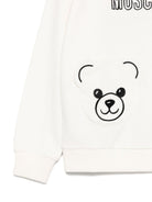 Felpa per bambino Moschino Kids bianco con ricamo a forma di orsacchiotto - Rubino Kids