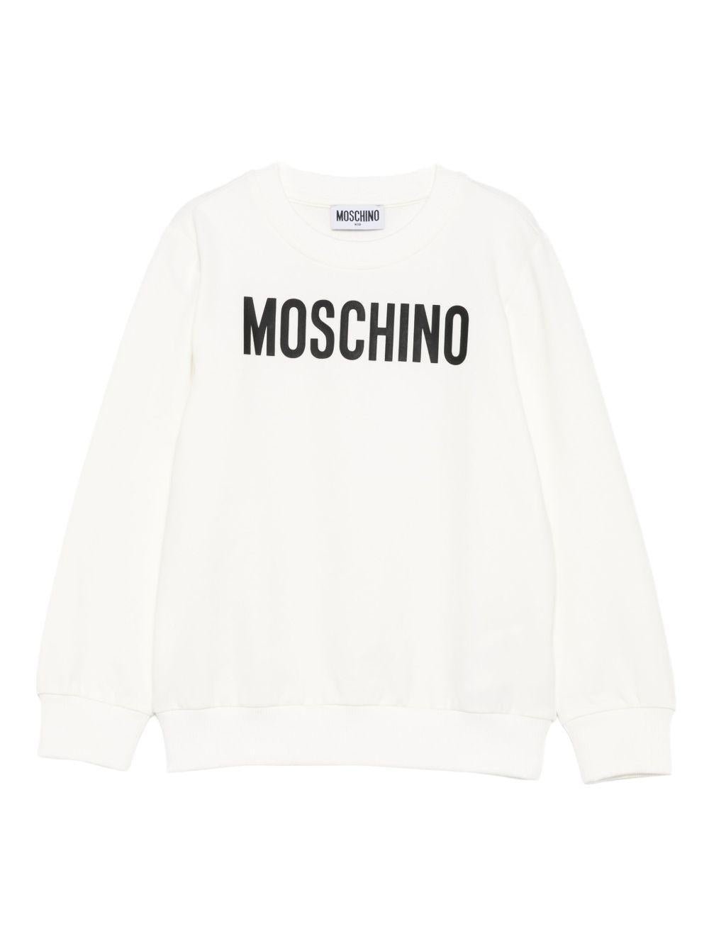 Felpa per bambino Moschino Kids bianco con stampa logo - Rubino Kids