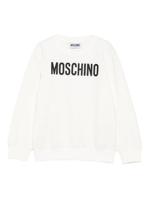 Felpa per bambino Moschino Kids bianco con stampa logo