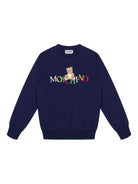 Felpa per bambino Moschino Kids blu con motivo Teddy Bear - Rubino Kids