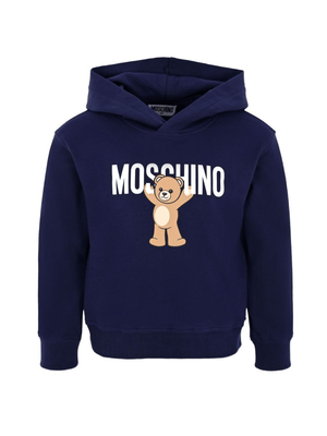 Moschino Kids blue sweatshirt with teddy bear print for boys