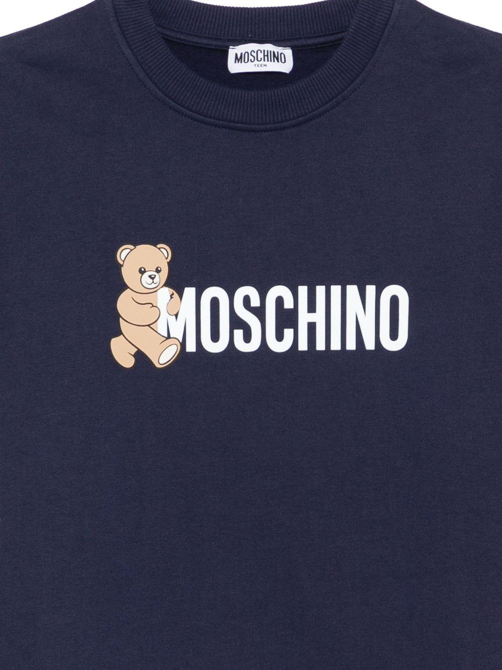 Felpa per bambino Moschino Kids blu con stampa Teddy Bear - Rubino Kids