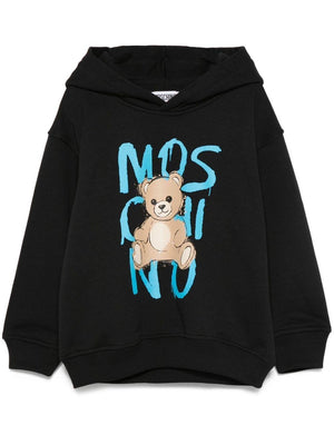 Felpa per bambino Moschino Kids nero con cappuccio e stampa Teddy Bear