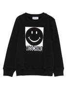 Felpa per bambino Moschino Kids nero con motivo a faccina sorridente - Rubino Kids