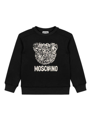 Felpa per bambino Moschino Kids nero con stampa bear