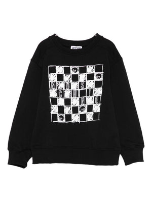 Felpa per bambino Moschino Kids nero con stampa grafica