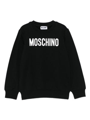 Felpa per bambino Moschino Kids nero con stampa logo